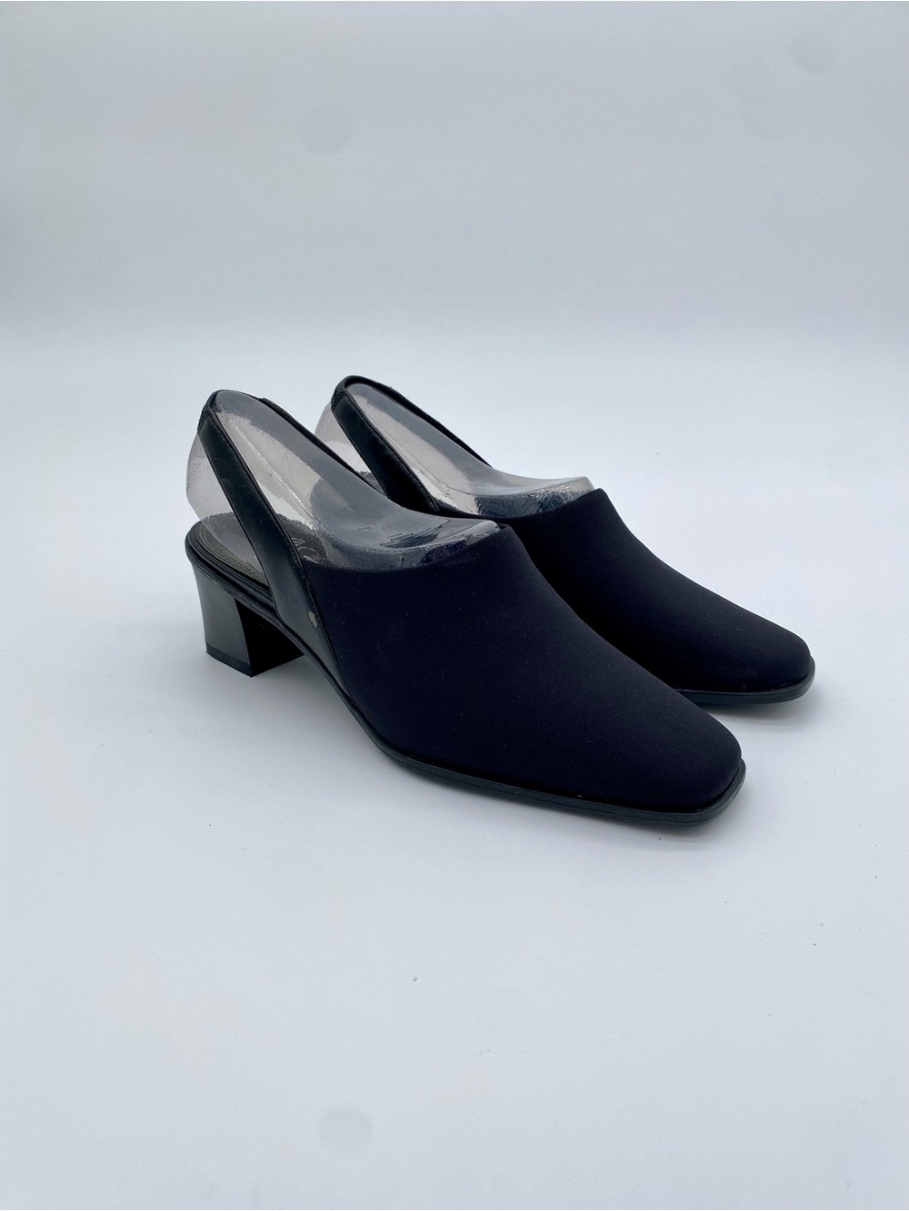 Vtg LifeStride Black Slingback Pumps Womens 6 Block Heel NOS 90s Y2K